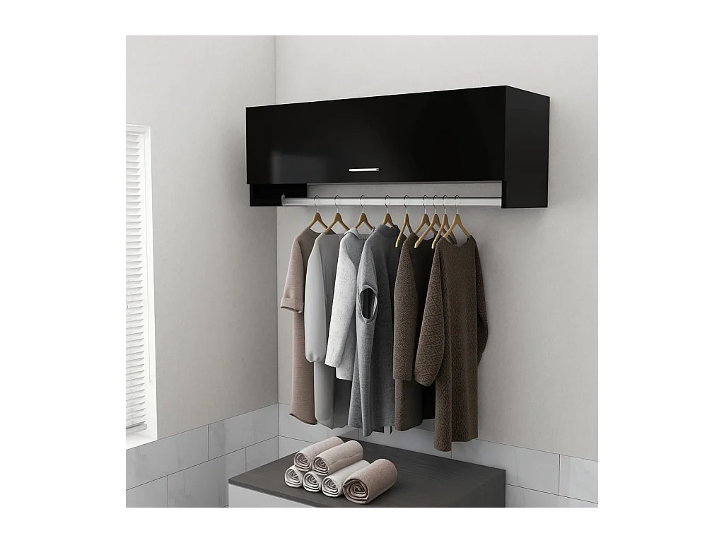 Garde-robe noir 100x32,5x35 cm bois d'ingénierie