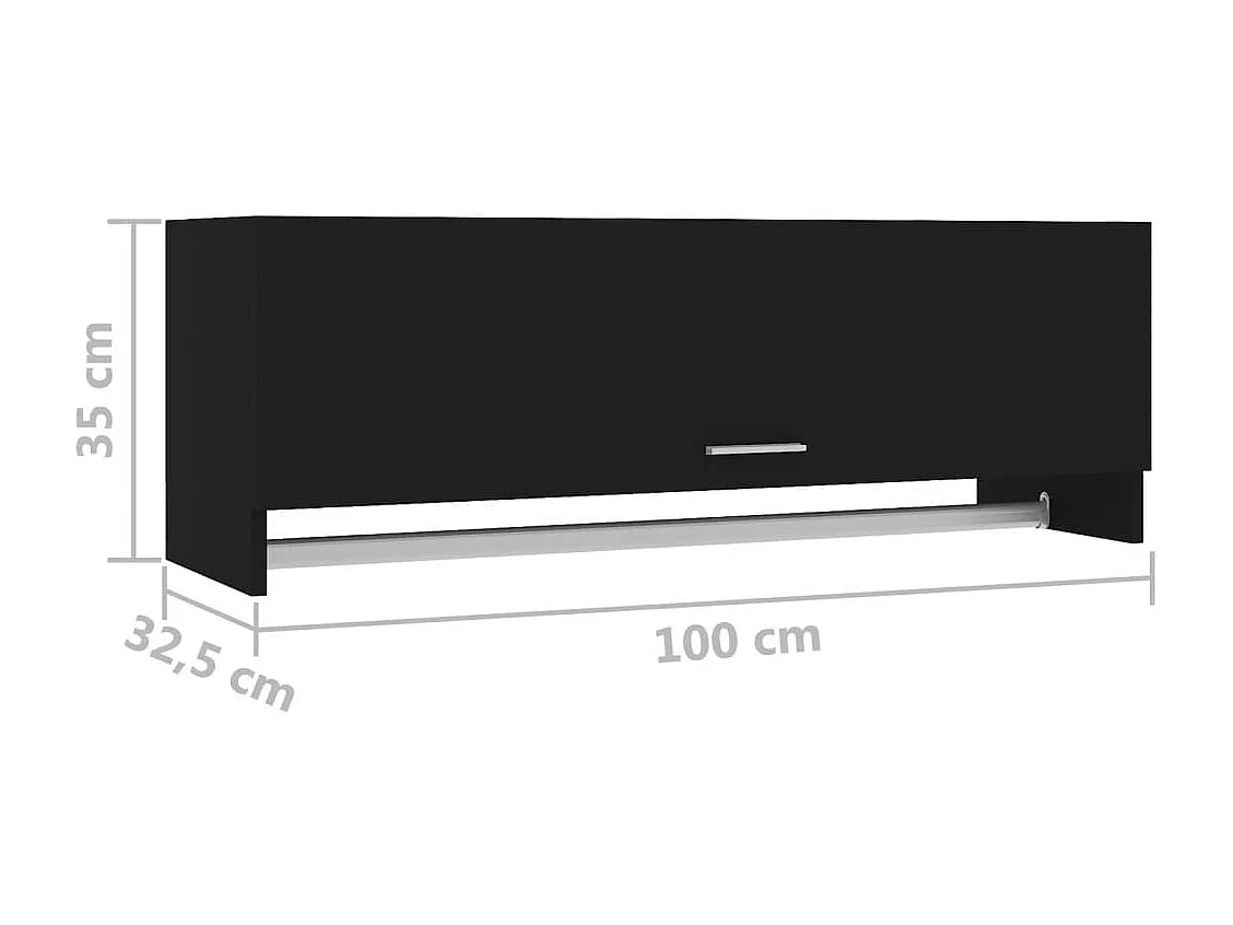 Kledingkast 100x32,5x35 cm bewerkt hout zwart