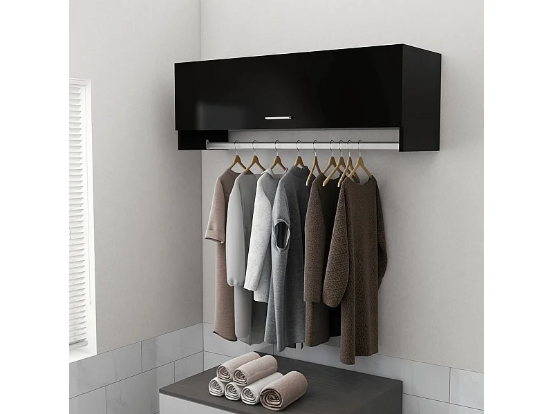 Kledingkast 100x32,5x35 cm bewerkt hout zwart