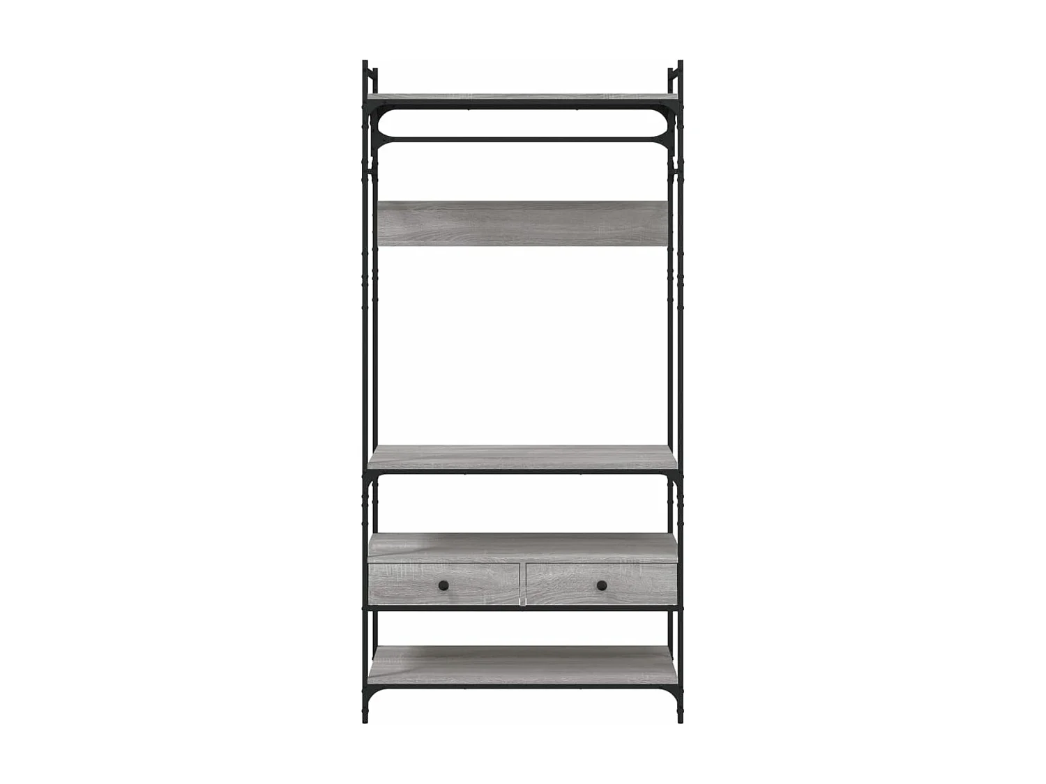 Kledingkast met lades 89x39x184,5 cm bewerkt hout grijs sonoma