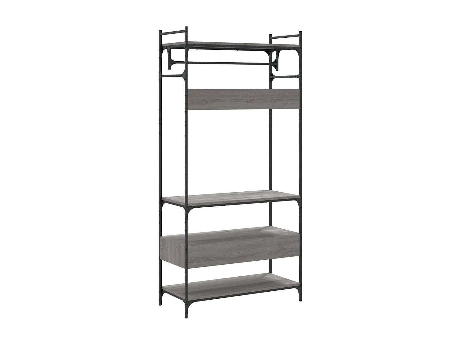 Kledingkast met lades 89x39x184,5 cm bewerkt hout grijs sonoma