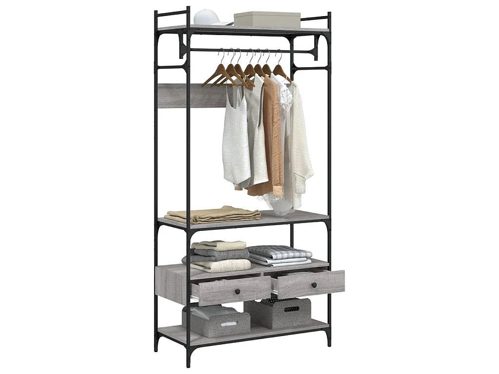 Armadio Cassetti Grigio Sonoma 89x39x184,5 cm Legno Multistrato