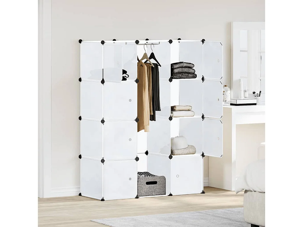 Modularer Schrank mit 9 Fächern 109x36,5x143 cm Weiß