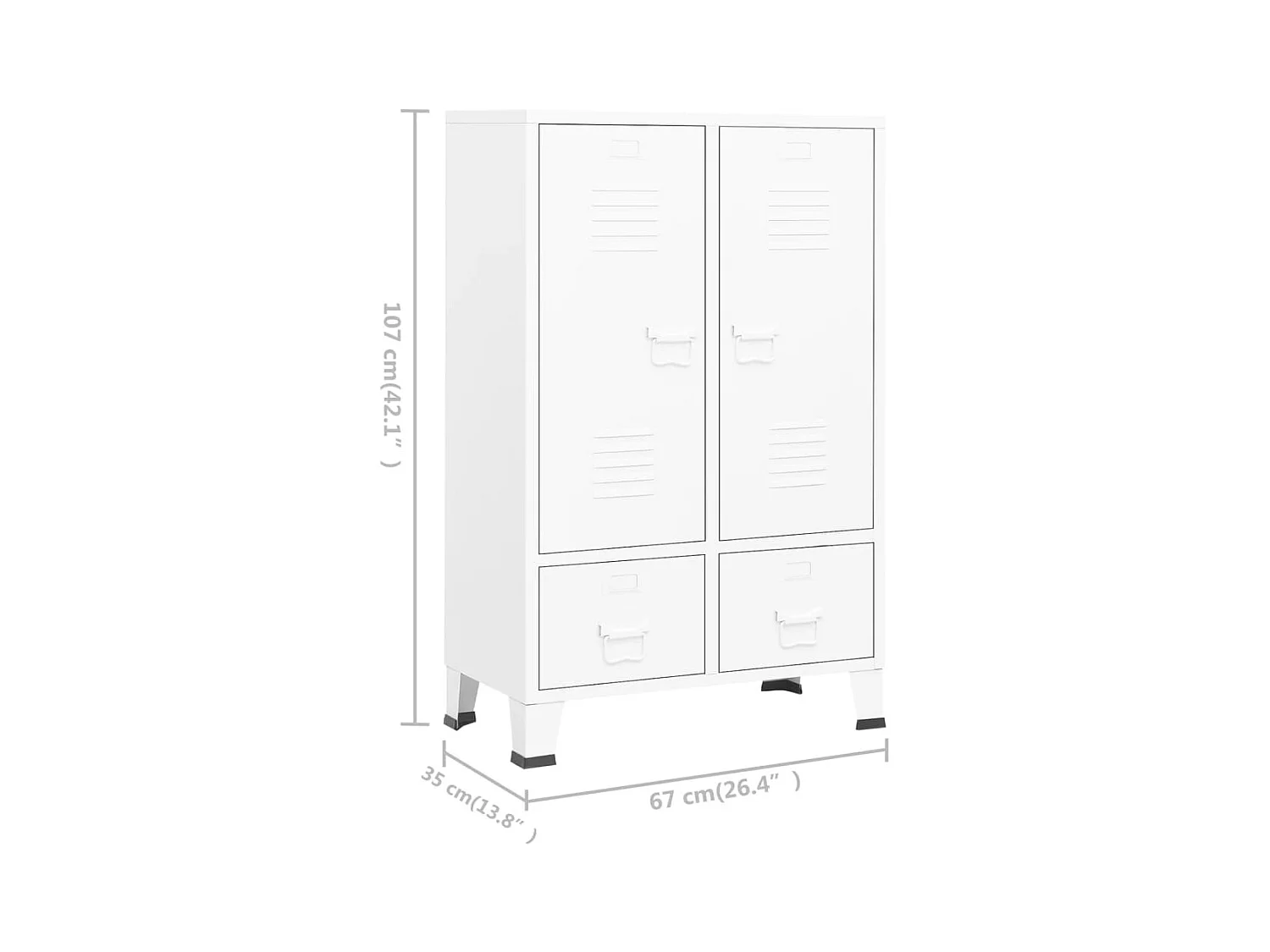 Kledingkast industrieel 67x35x107 cm staal wit