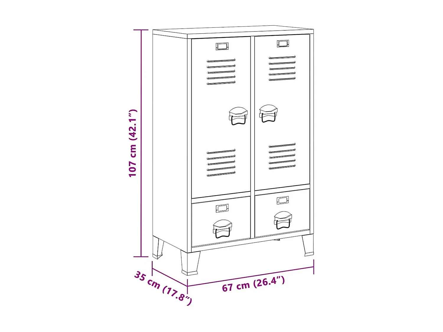 Garde-robe industrielle Blanc 67x35x107 cm Acier