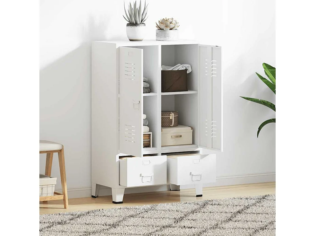 Kledingkast industrieel 67x35x107 cm staal wit