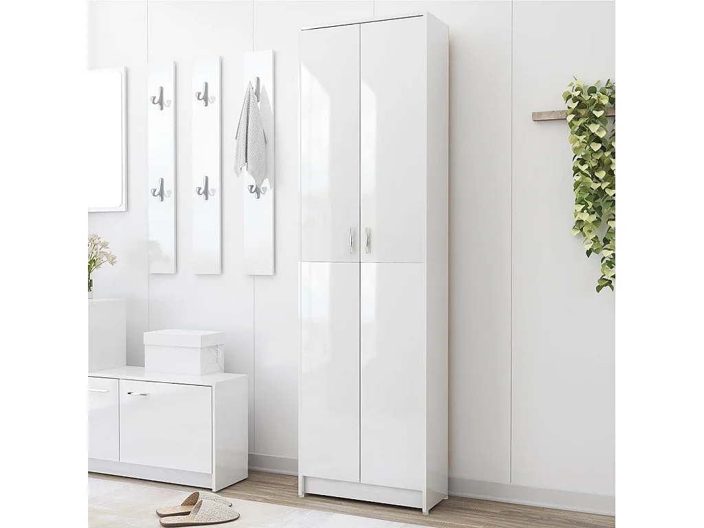 Garde-robe de couloir Blanc brillant Bois d'ingénierie