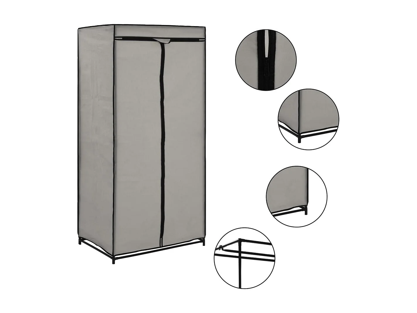 2 pcs Garde-robes Gris 75x50x160 cm