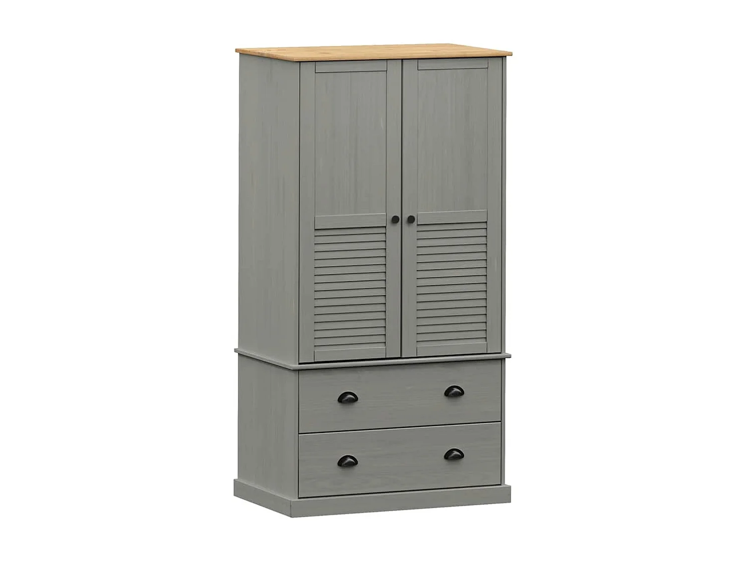 Kleiderschrank VIGO Grau 90x55x170 cm Massivholz Kiefer