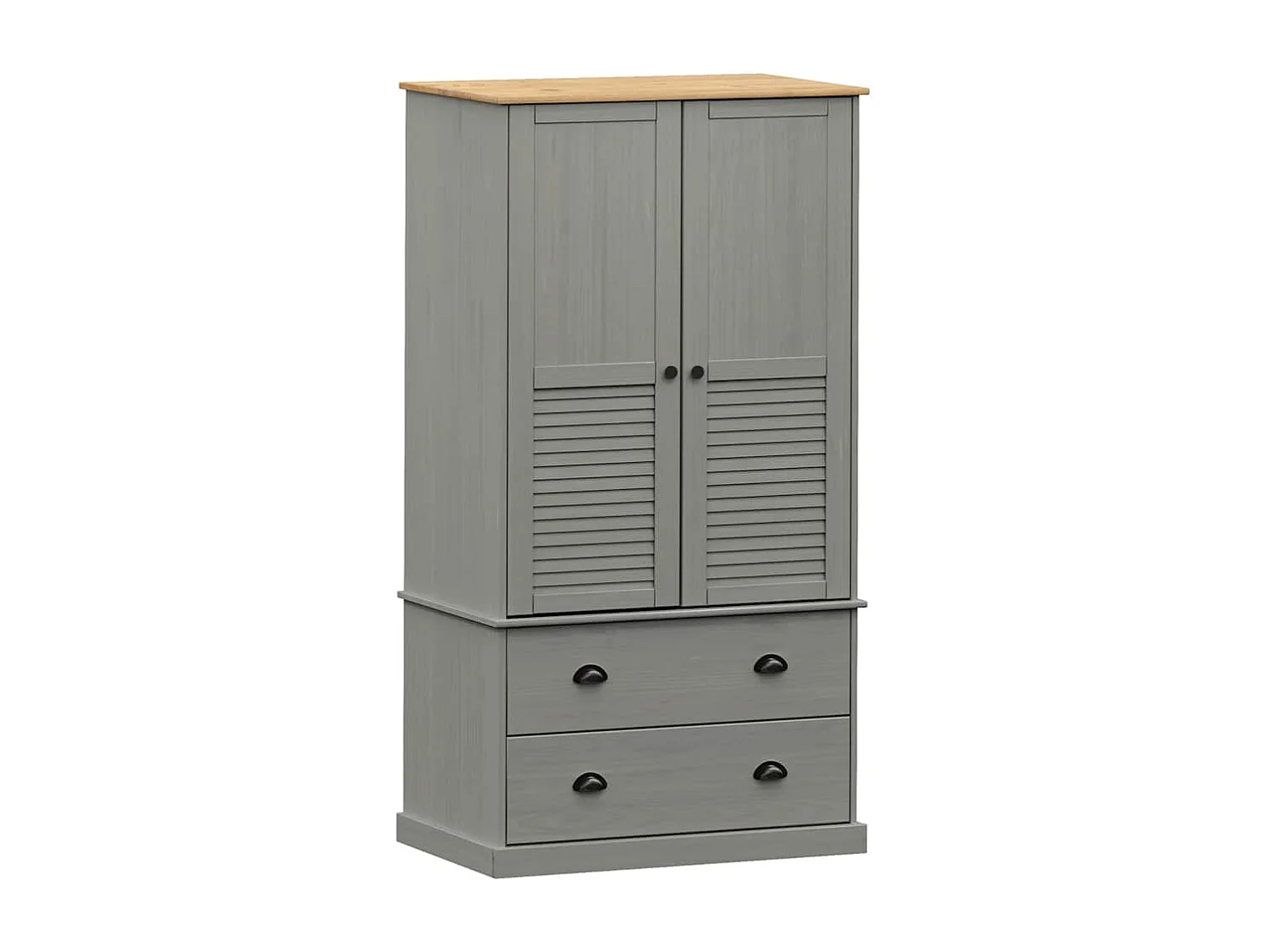 Kleiderschrank VIGO Grau 90x55x170 cm Massivholz Kiefer