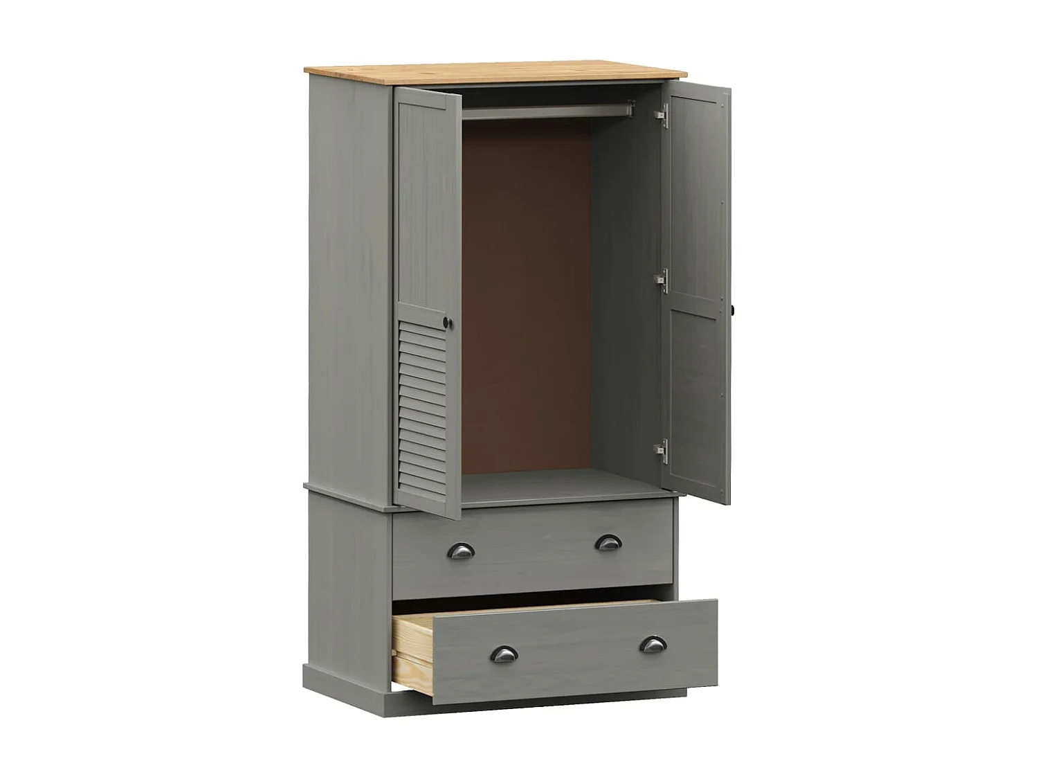 Kleiderschrank VIGO Grau 90x55x170 cm Massivholz Kiefer