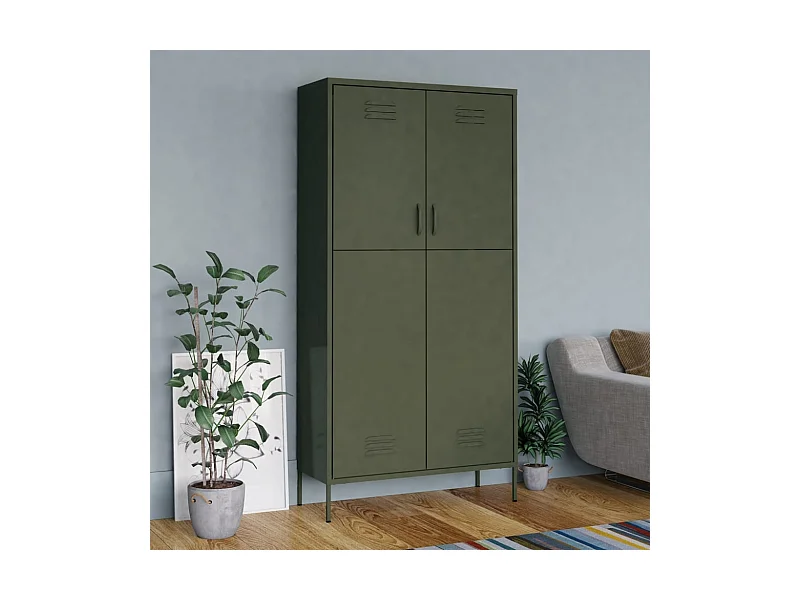 Kleiderschrank Olivgrün 90x50x180 cm Stahl