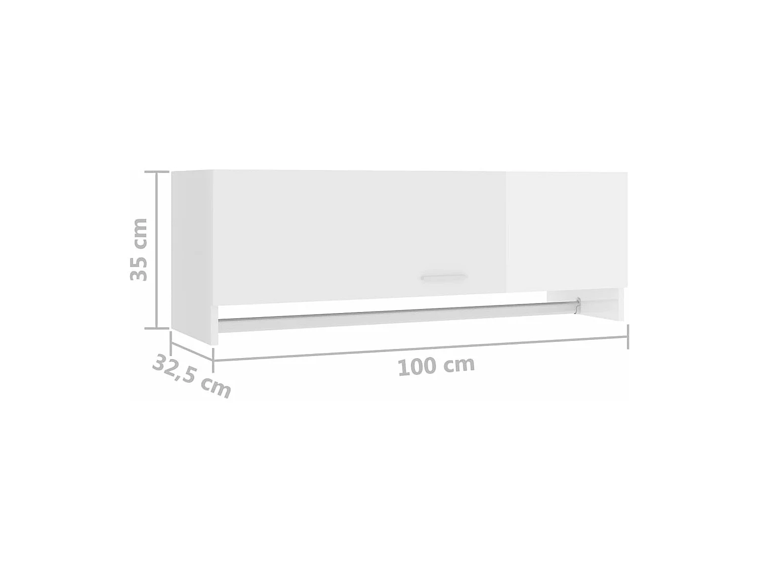 Garde-robe blanc brillant 100x32,5x35 cm bois d'ingénierie