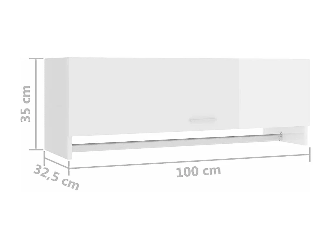 Garde-robe blanc brillant 100x32,5x35 cm bois d'ingénierie