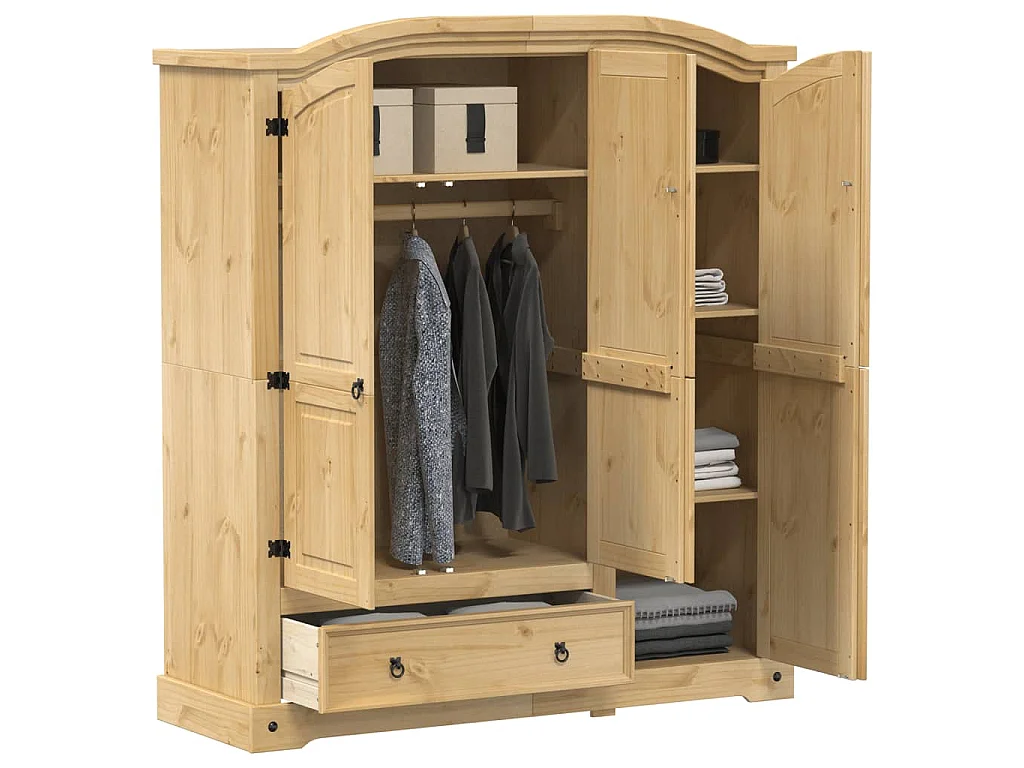 Armadio Corona 151,5x52x170 cm in Legno Massello di Pino