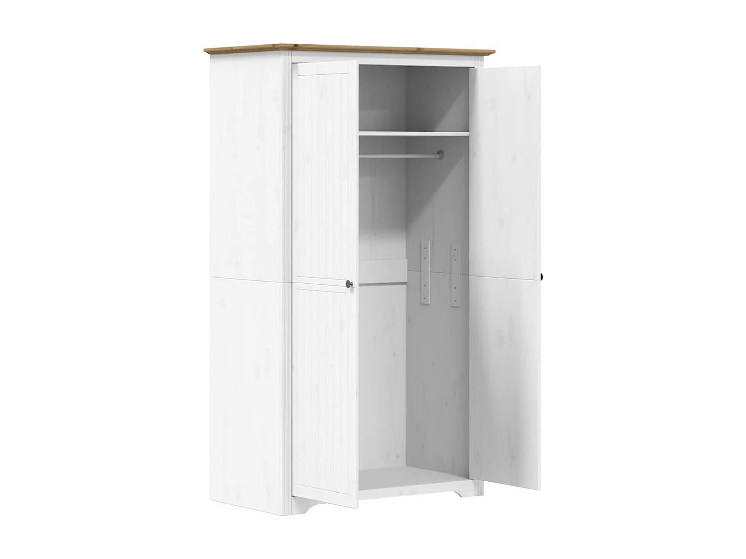 Garde-robe BODO blanc marron 99x53,5x173 cm bois massif de pin