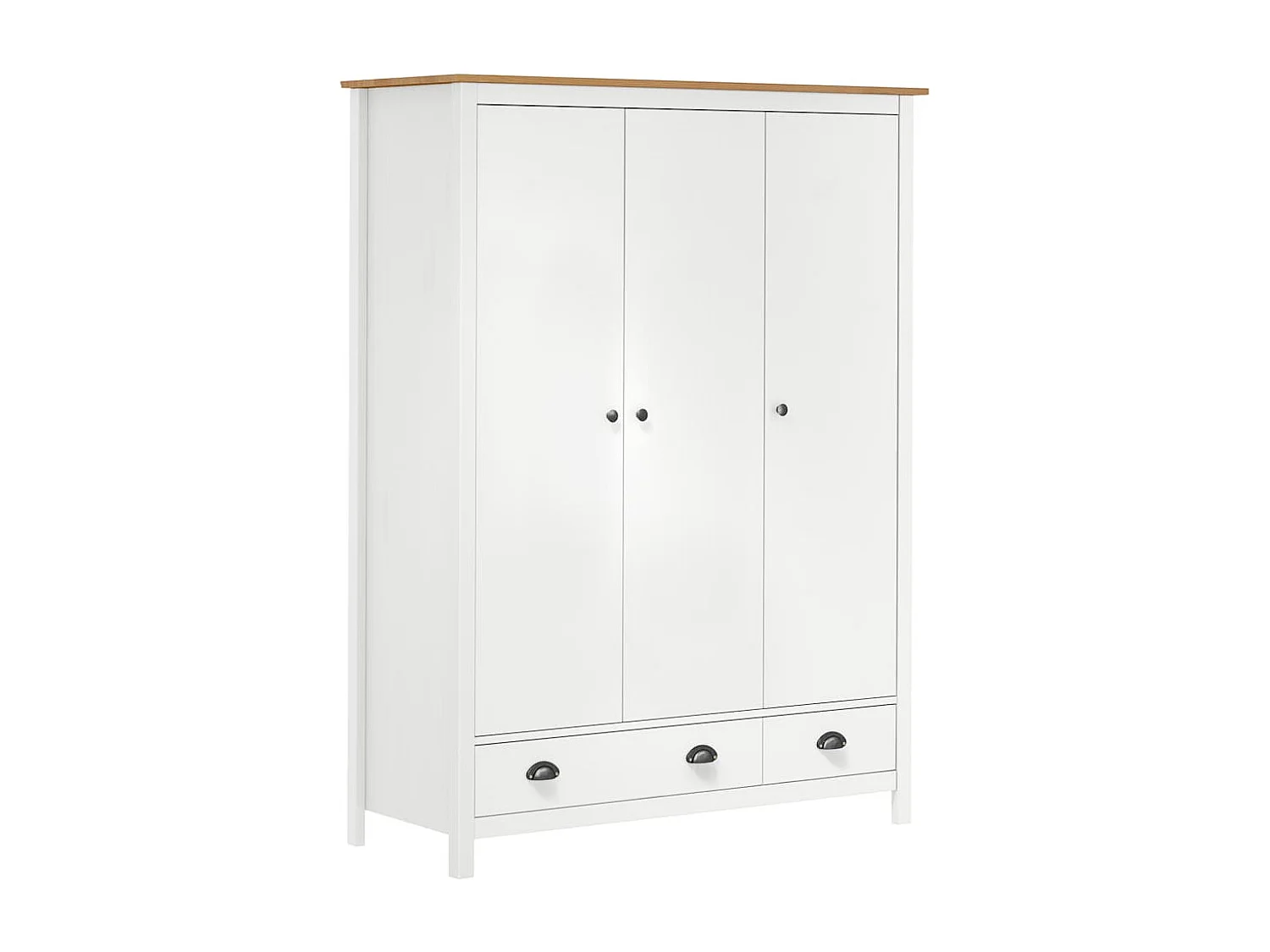 Armadio a 3 Ante Hill Bianco 127x50x170 cm in Legno di Pino