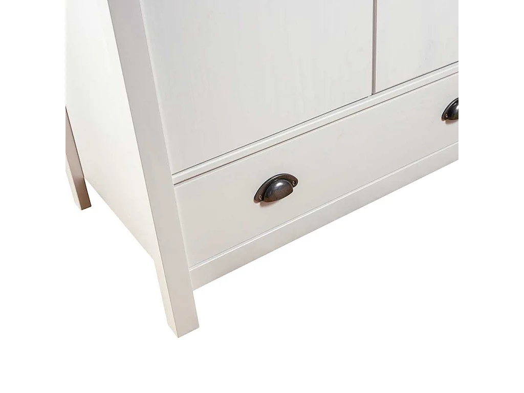 Armadio a 3 Ante Hill Bianco 127x50x170 cm in Legno di Pino