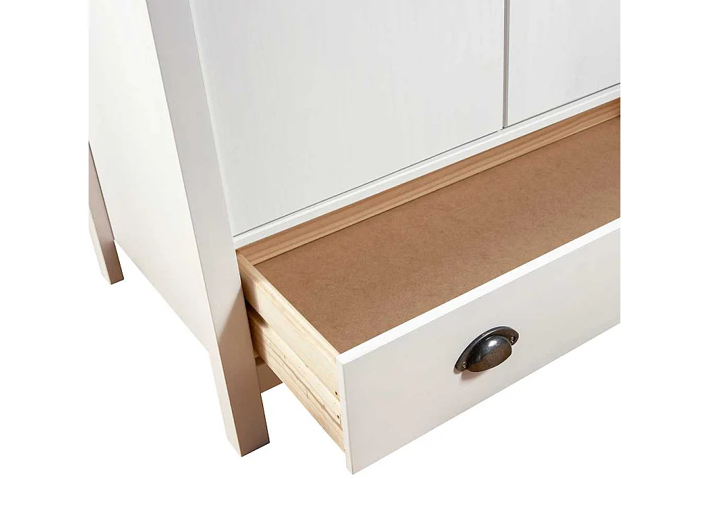 Armadio a 3 Ante Hill Bianco 127x50x170 cm in Legno di Pino