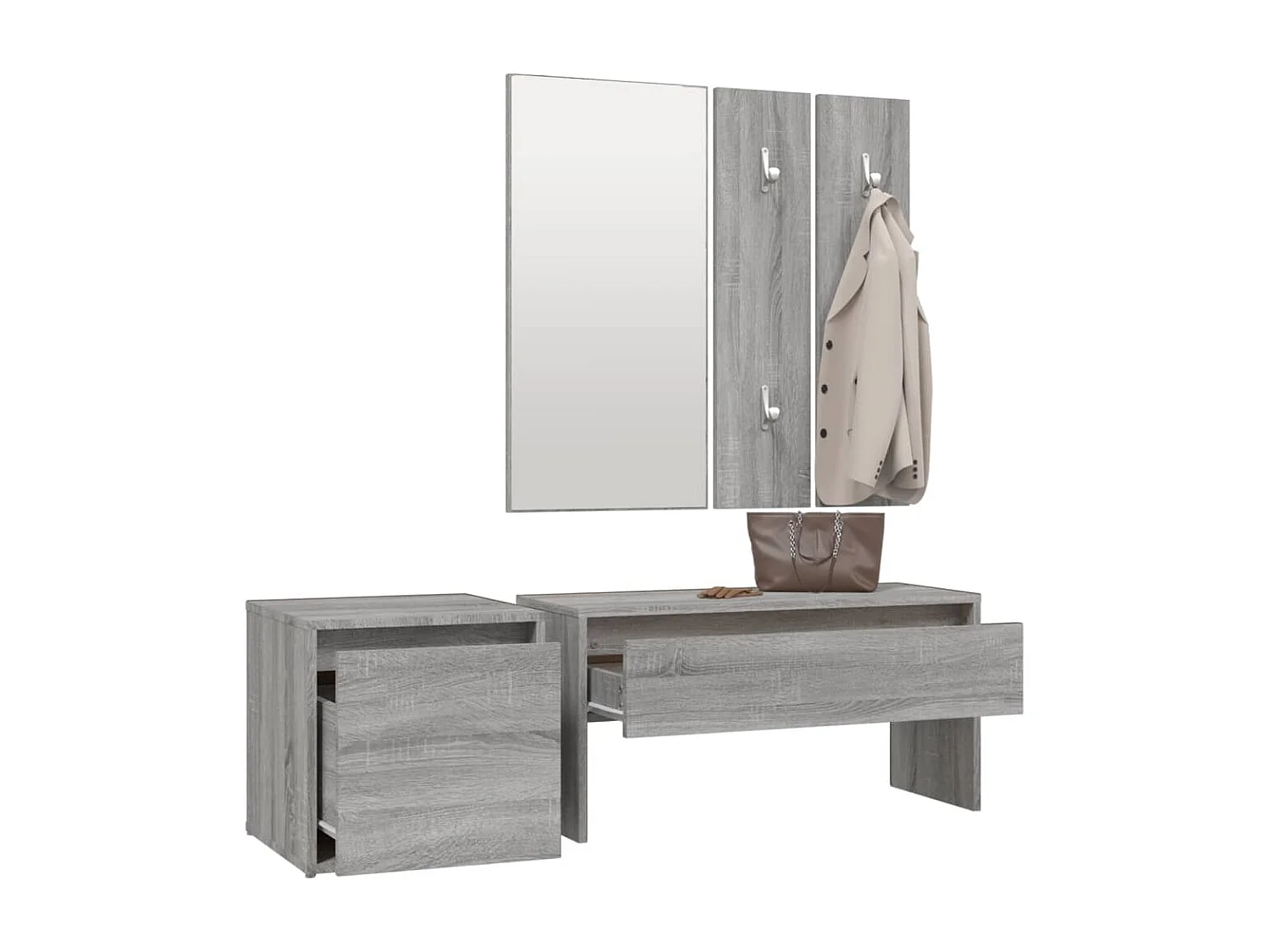 Set di Mobili da Corridoio Grigio Sonoma in Legno Multistrato