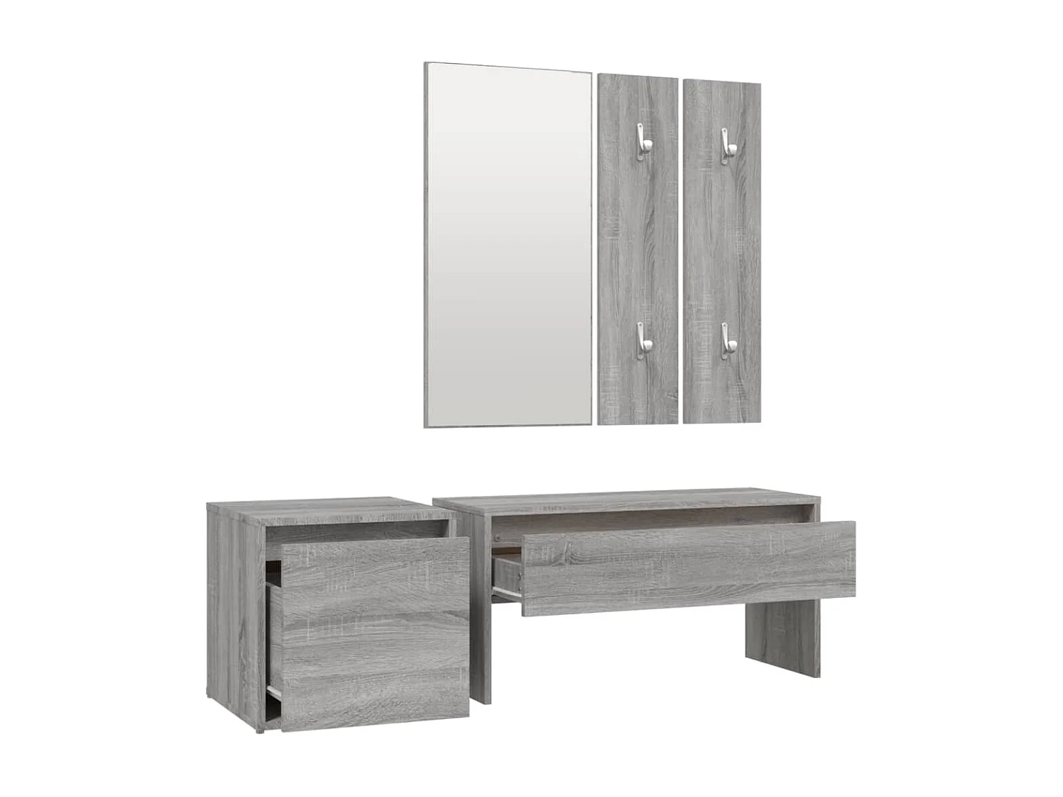 Set di Mobili da Corridoio Grigio Sonoma in Legno Multistrato