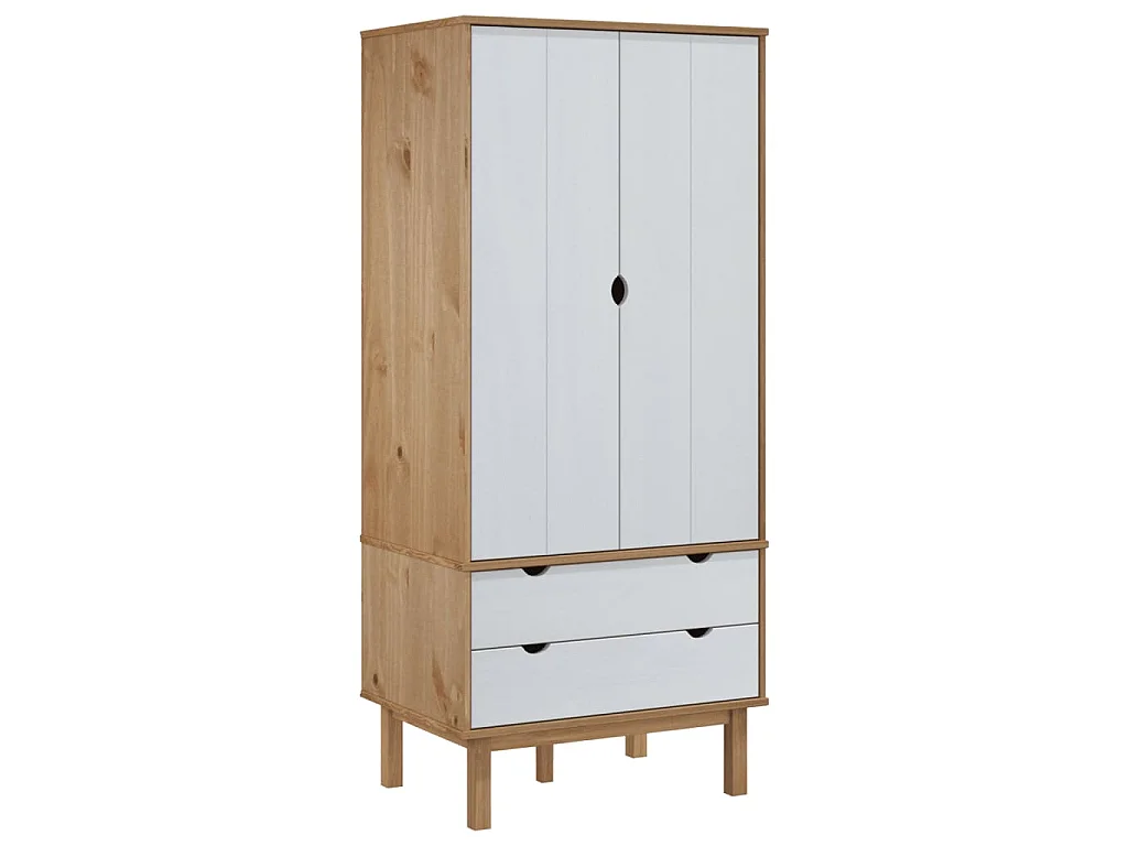 Armadio OTTA Marrone e Bianco 76,5x53x172 cm in Legno di Pino