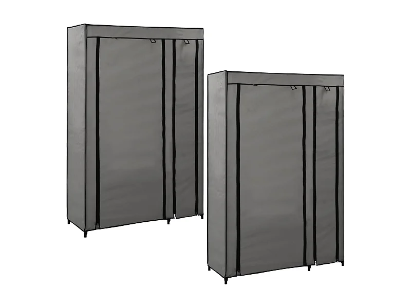 Garde-robes pliables 2 pcs Gris 110x45x175 cm Tissu
