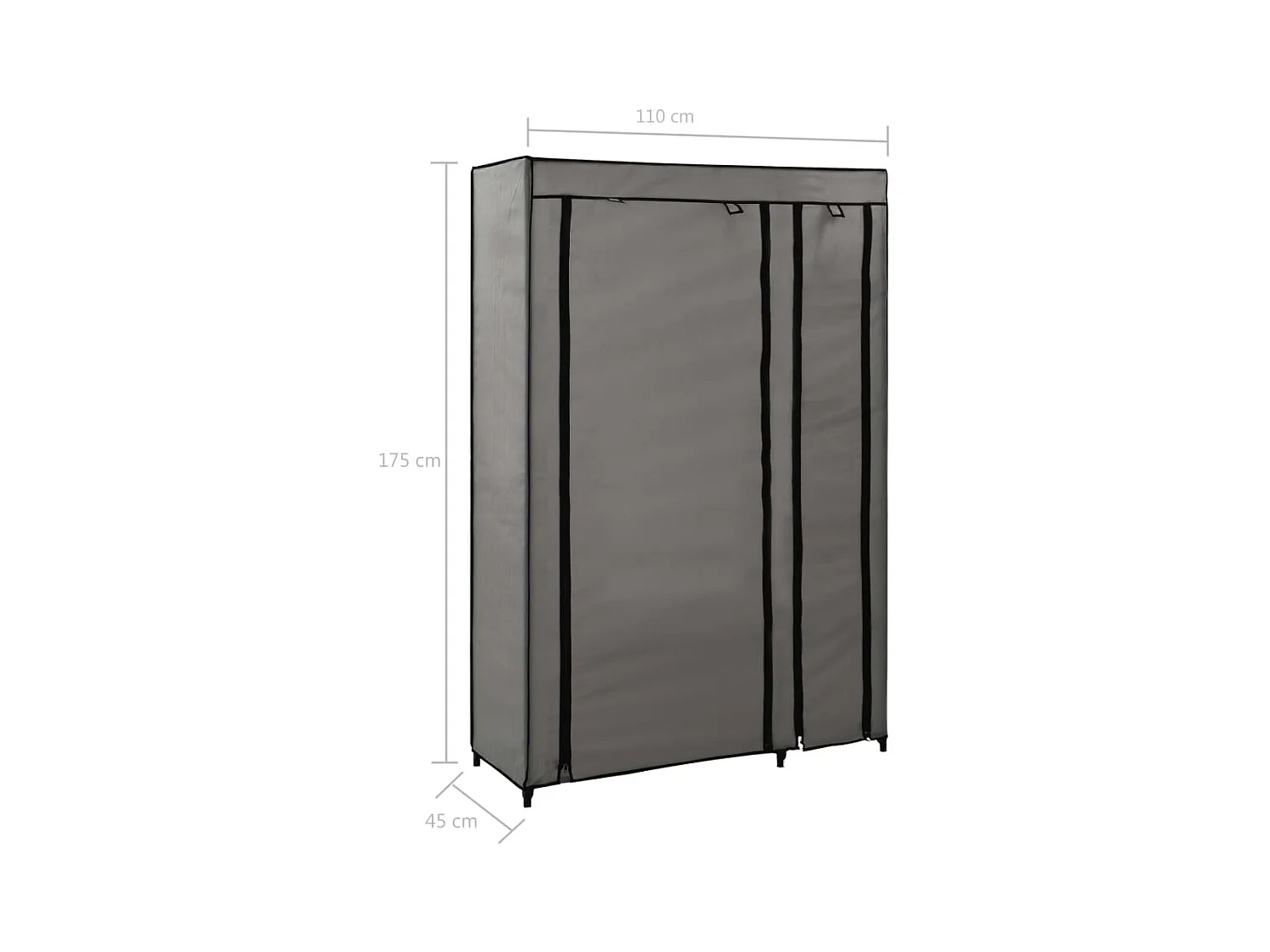 Kledingkasten opvouwbaar 2 st 110x45x175 cm stof grijs