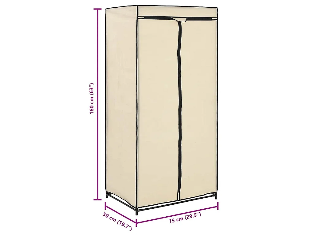 Armadio 2 pz Crema 75x50x160 cm