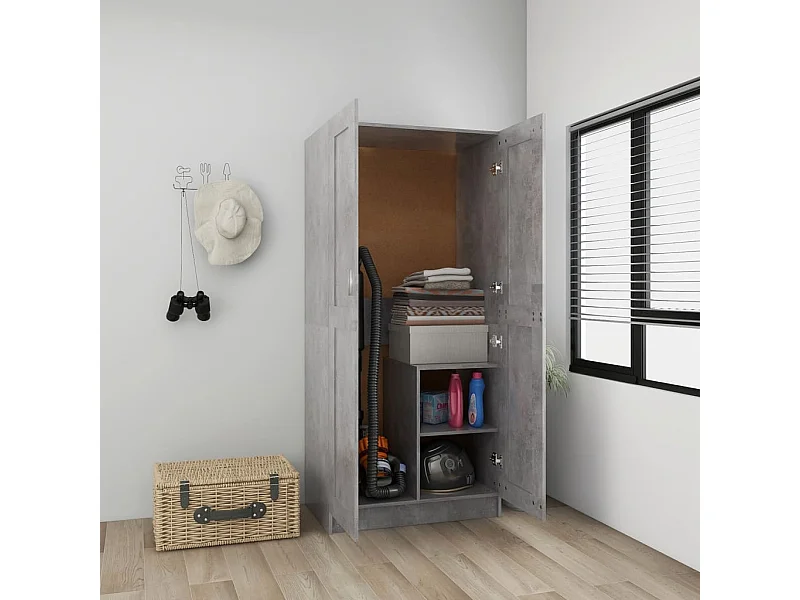 Kledingkast 82,5x51,5x180 cm bewerkt hout betongrijs
