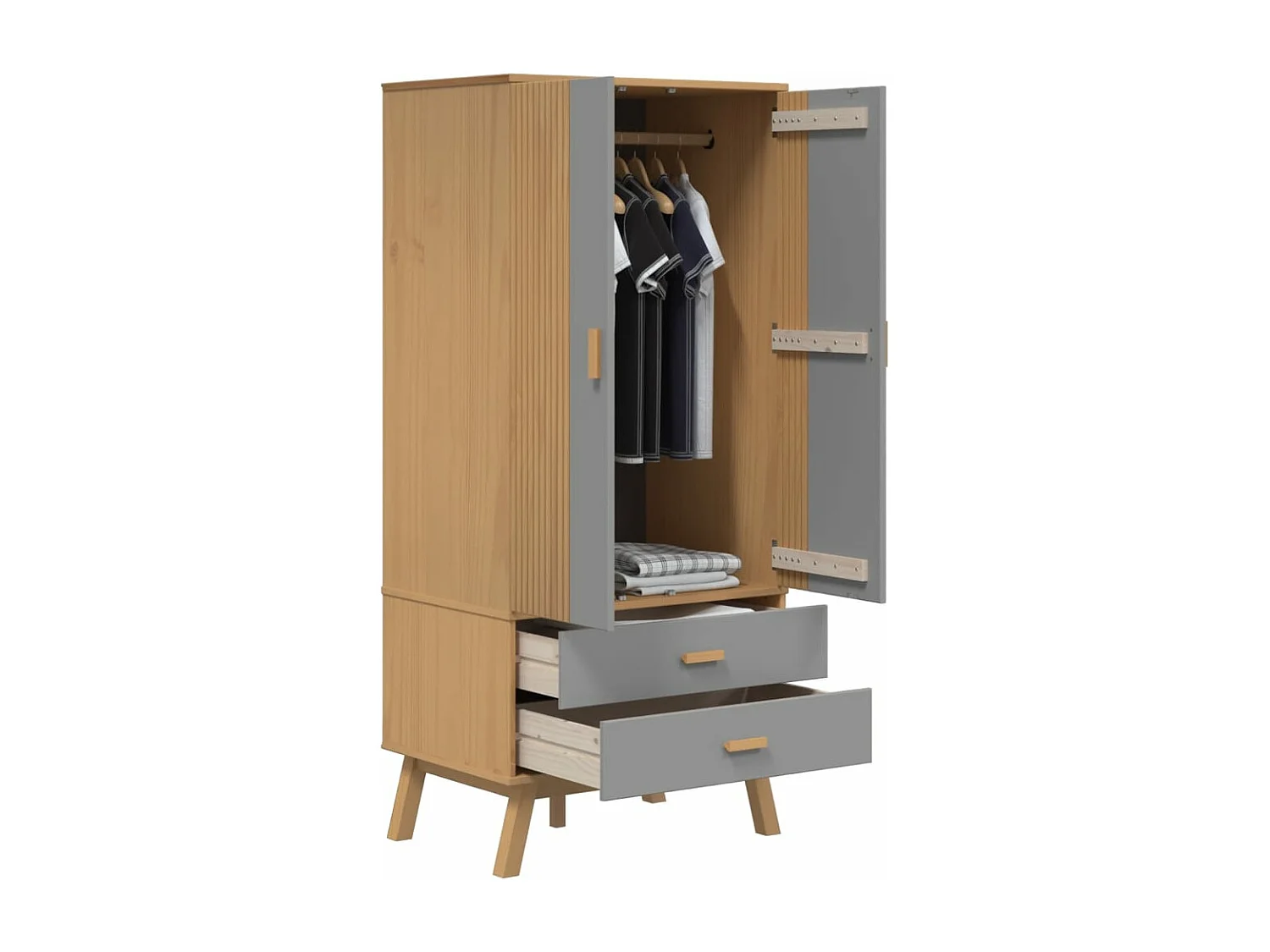 Kledingkast OLDEN 76,5x53x172 cm grenenhout grijs en bruin