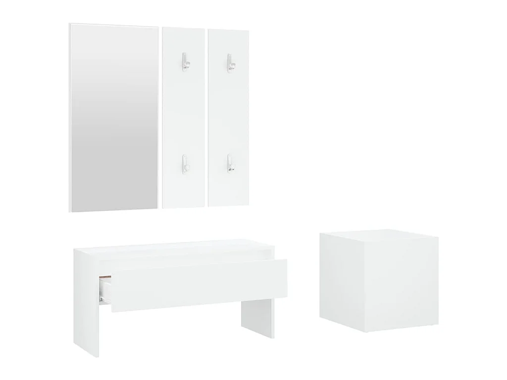 Garderobe set bewerkt hout wit