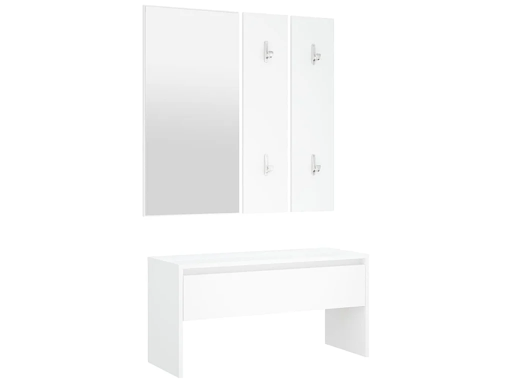 Garderobe set bewerkt hout wit