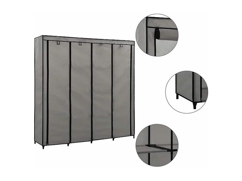 Armario con 4 compartimentos gris 175x45x170 cm