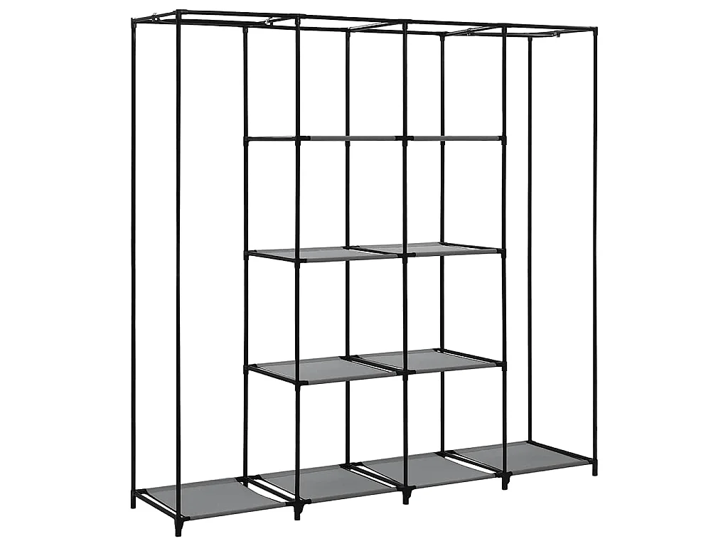 Garde-robe avec 4 compartiments Gris 175x45x170 cm