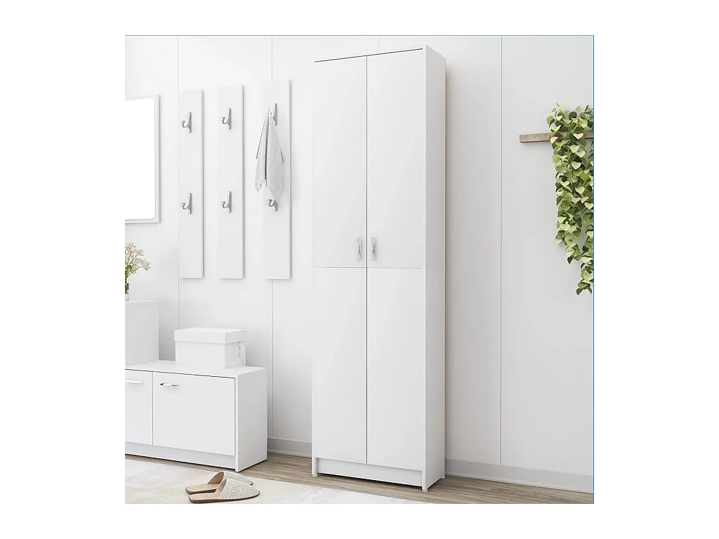 Armario de pasillo de madera contrachapada blanco 55x25x189 cm