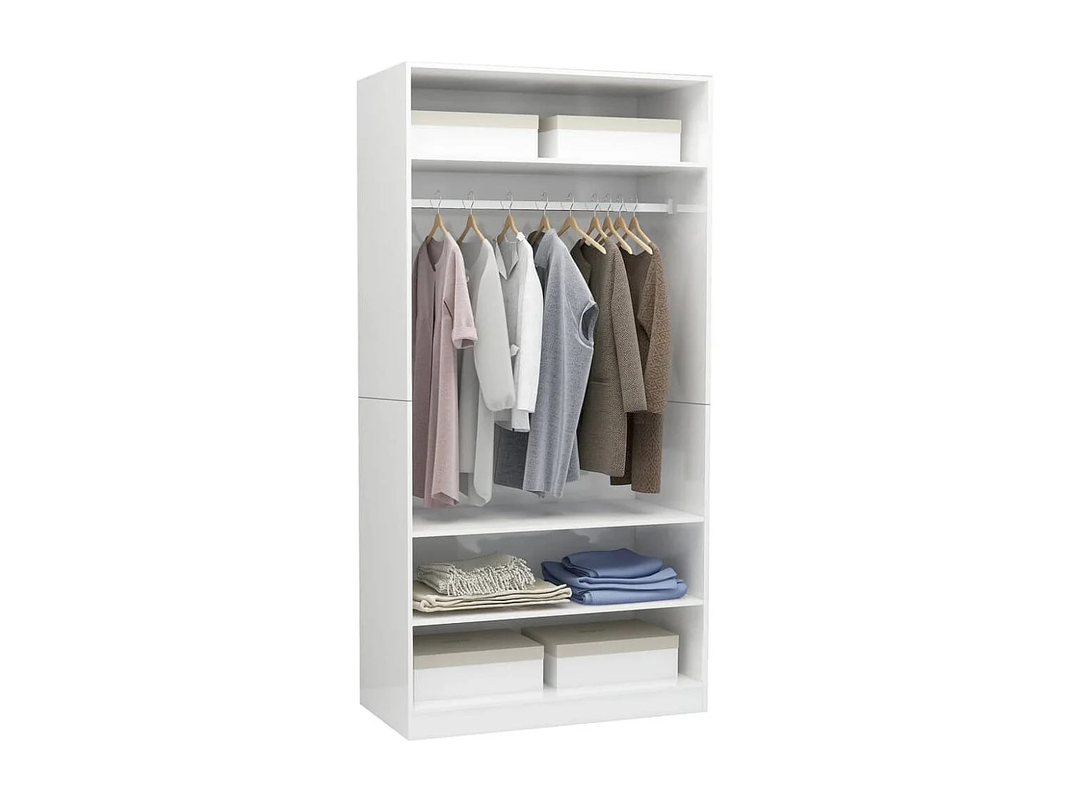 Garde-robe Blanc brillant 100x50x200 cm Bois d'ingénierie