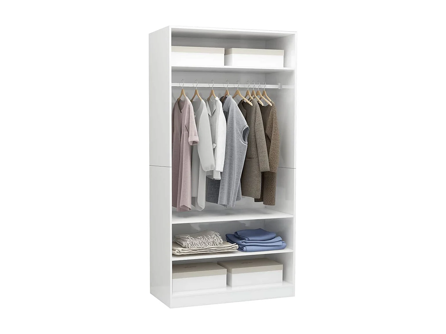 Kledingkast 100x50x200 cm bewerkt hout hoogglans wit