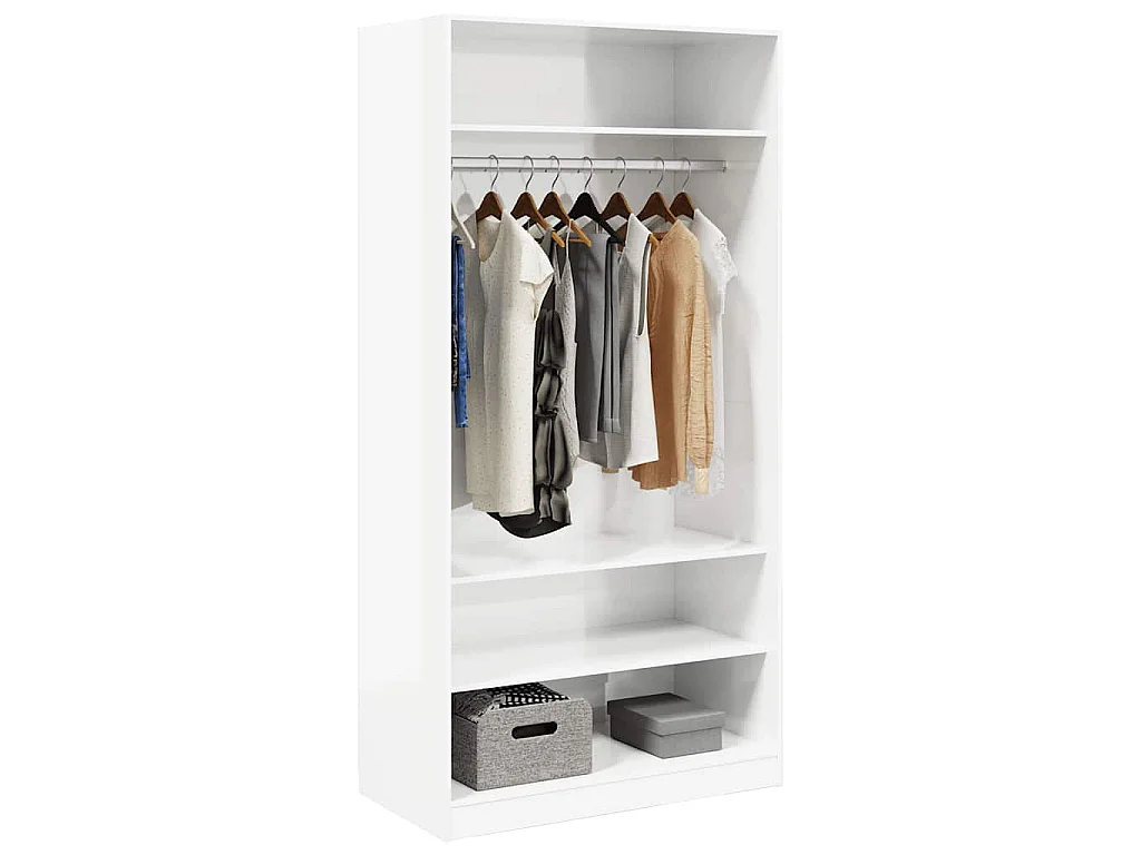 Roupeiro 100x50x200 cm derivados de madeira branco brilhante
