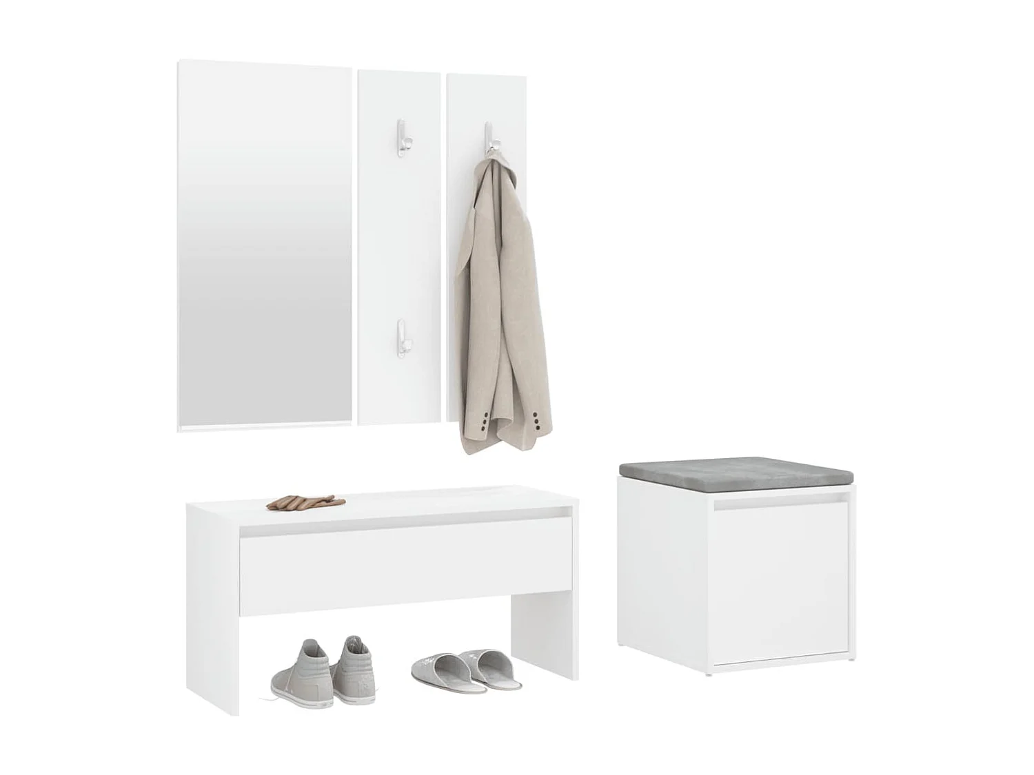 Conjunto de móveis de corredor derivados de madeira branco