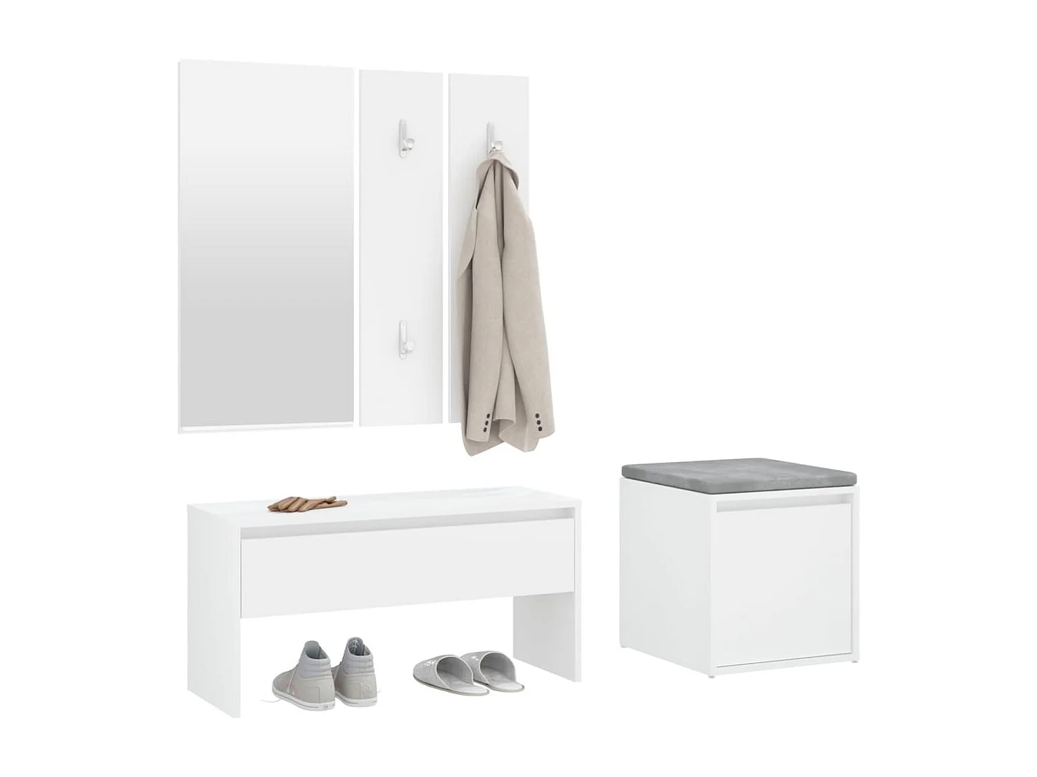 Garderoben-Set Weiß Holzwerkstoff