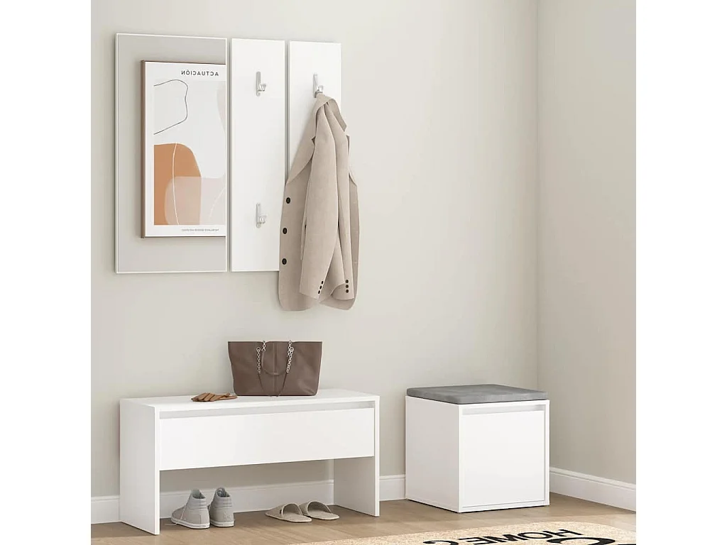 Garderoben-Set Weiß Holzwerkstoff