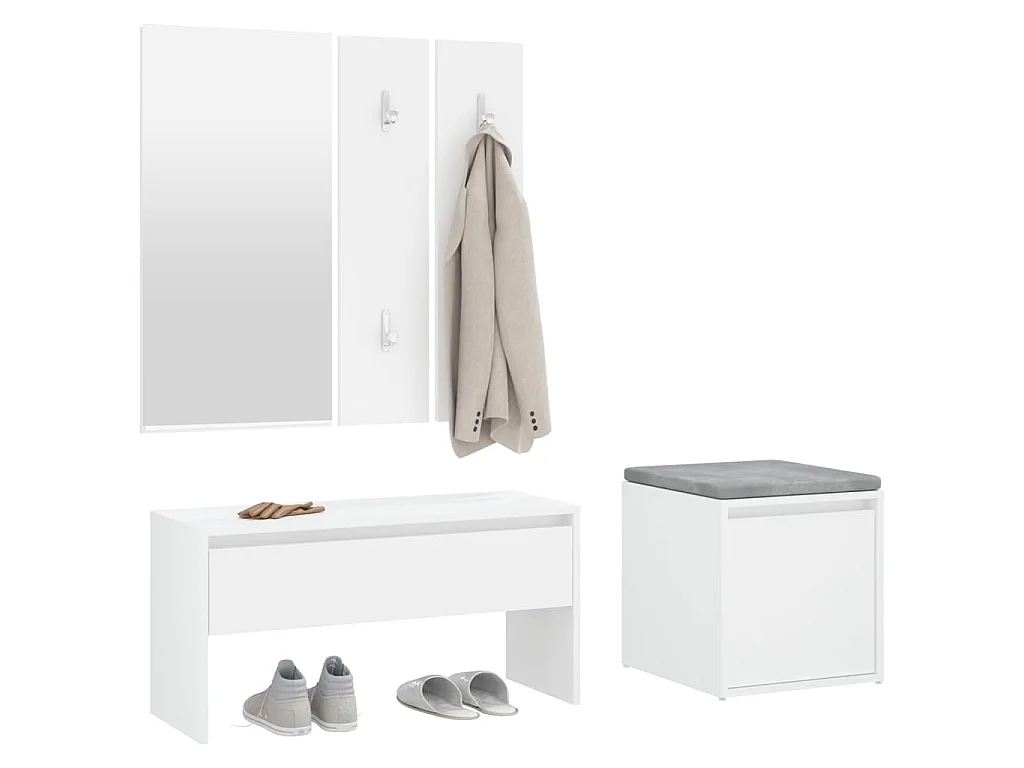 Garderoben-Set Weiß Holzwerkstoff