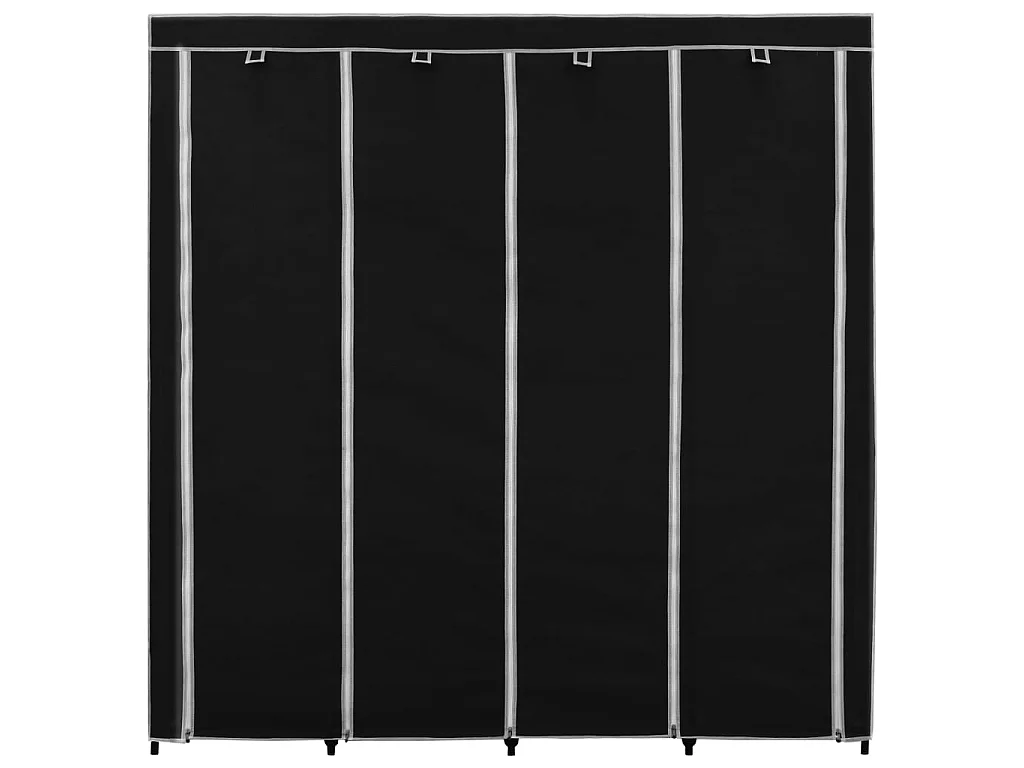 Roupeiro com 4 compartimentos 175x45x170 cm preto