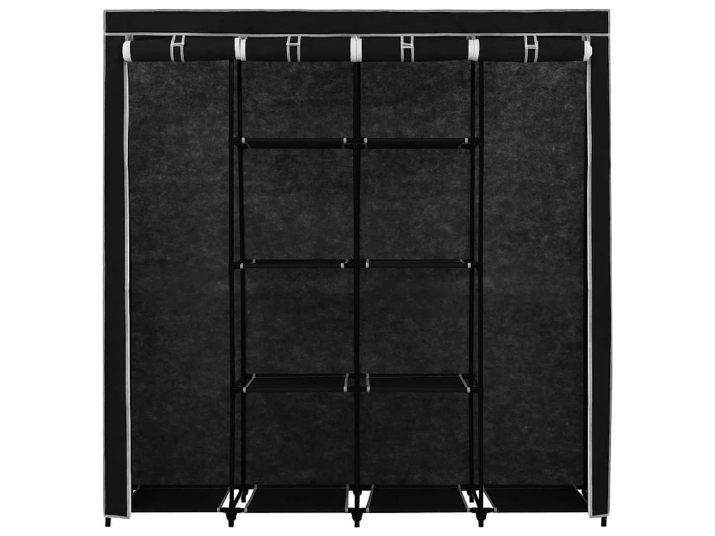 Roupeiro com 4 compartimentos 175x45x170 cm preto