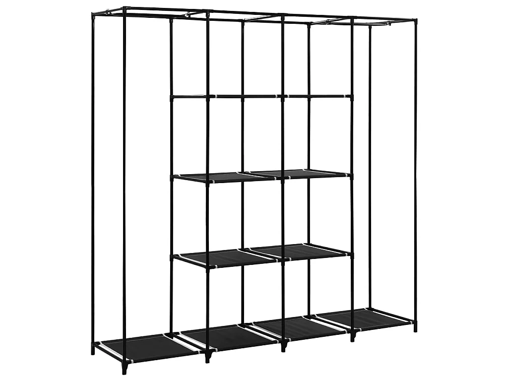 Roupeiro com 4 compartimentos 175x45x170 cm preto