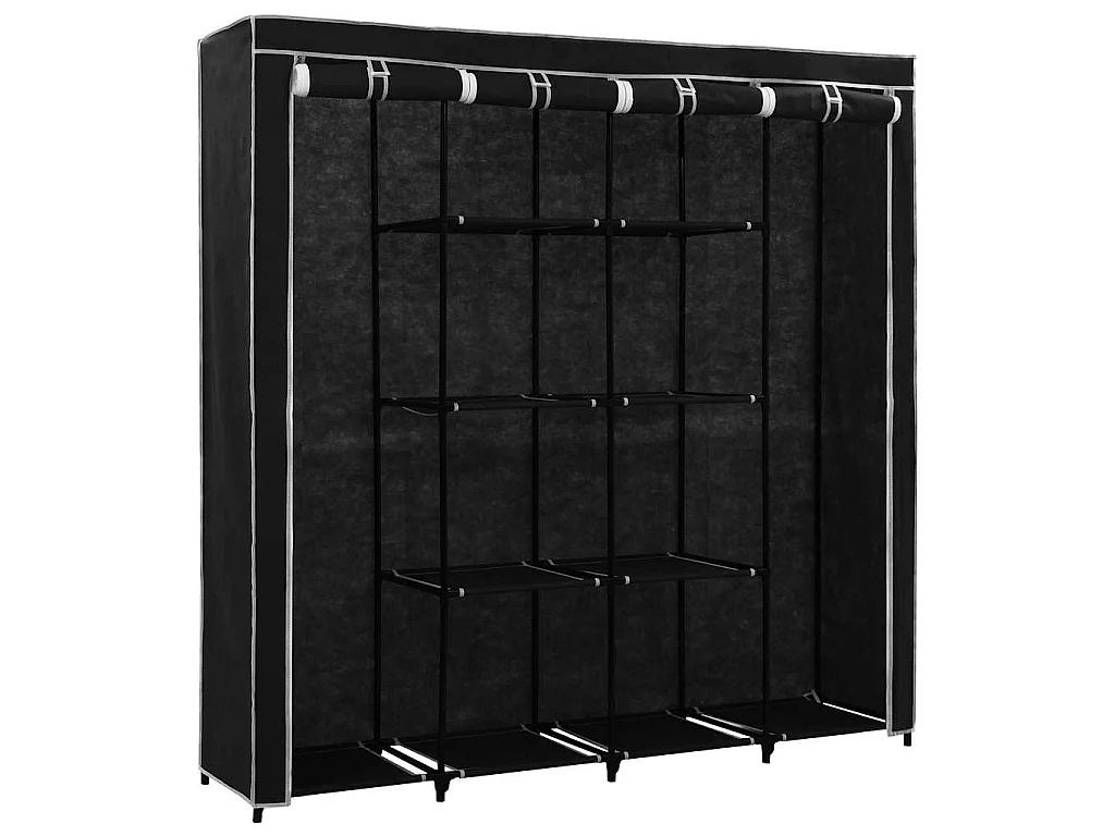 Roupeiro com 4 compartimentos 175x45x170 cm preto