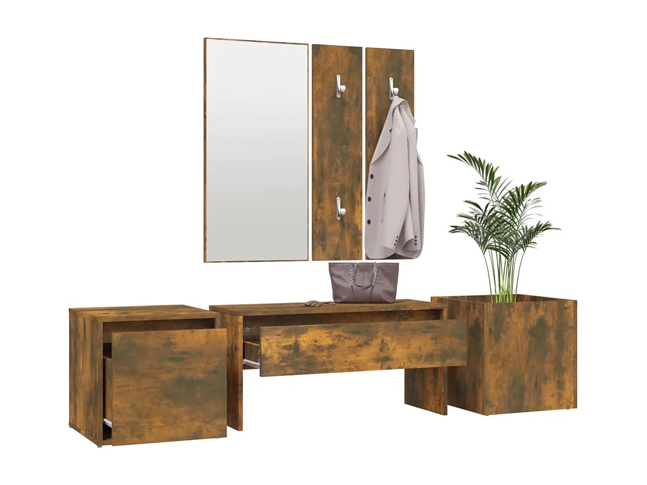 Set de muebles de recibidor madera contrachapada roble ahumado