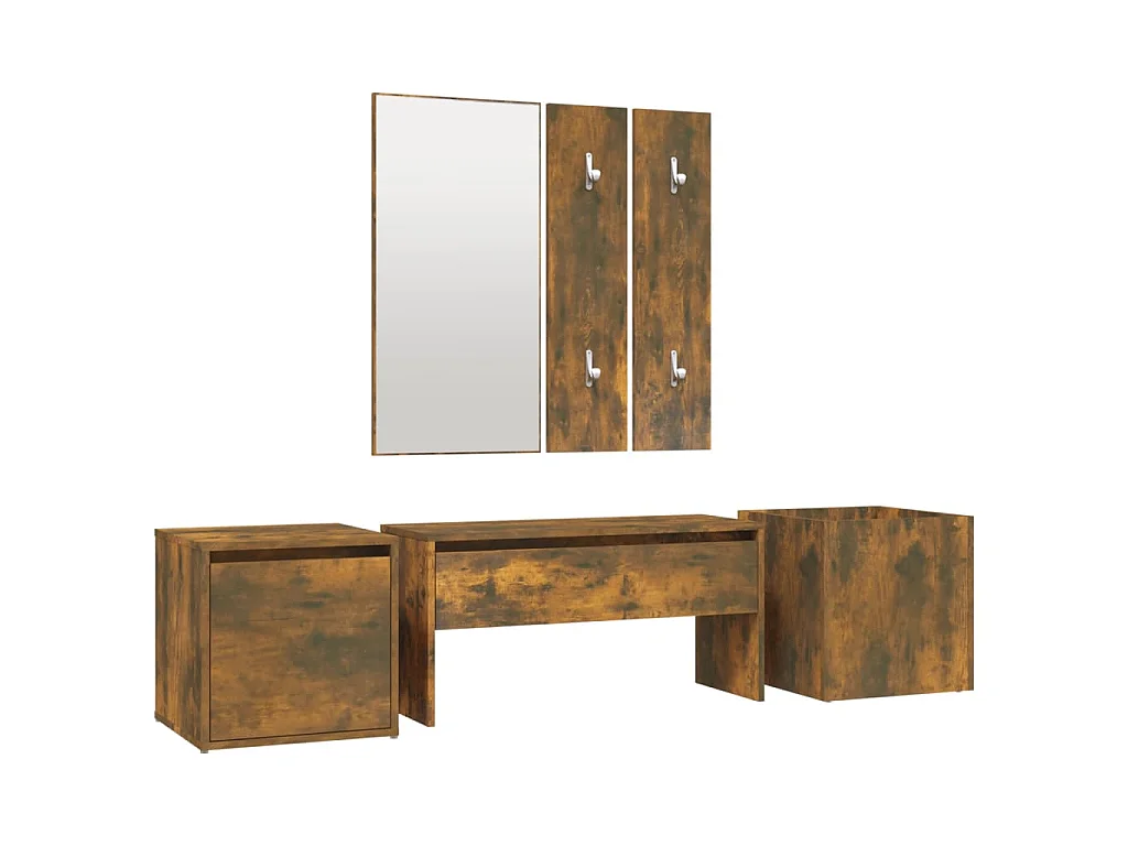 Ensemble de meubles de couloir Chêne fumé Bois d'ingénierie