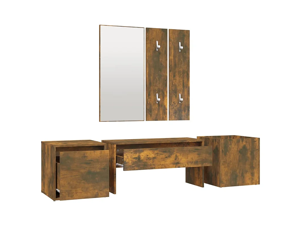 Ensemble de meubles de couloir Chêne fumé Bois d'ingénierie